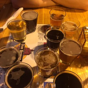 a flight of beers
