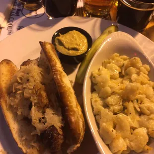 a plate of food and beer