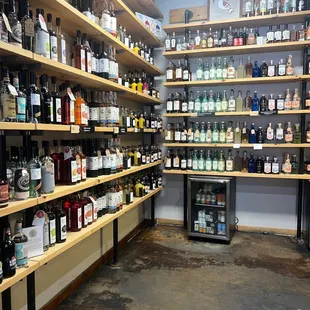 shelves of liquor in a liquor store