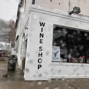 a view of a wine shop