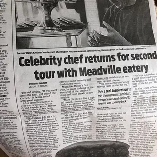 February 5, 2018 article in New Castle News!