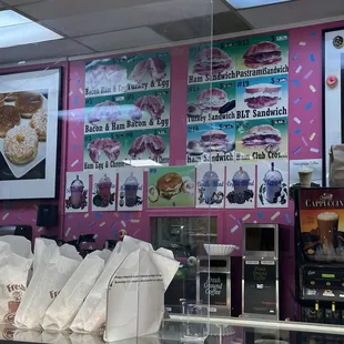 a display of doughnuts and pastries