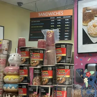 a variety of doughnuts on display