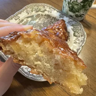 Apple fritter cross section. So crisp, juicy and fluffy.