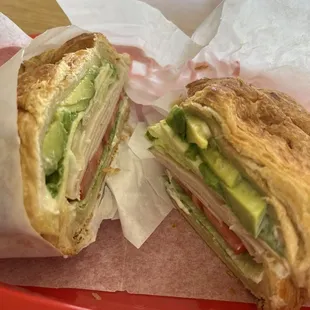 Turkey and avocado on croissant