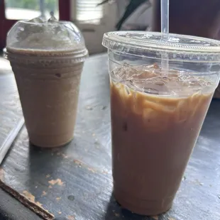 Iced Oat milk latte + vanilla frappe