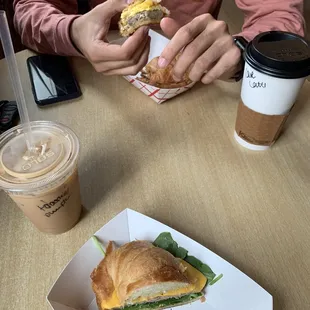 Toasted Pumpkin iced coffee, make your own sammich, caramel latte