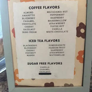 Coffee flavors