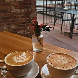 Chai latte and maple rosemary latte