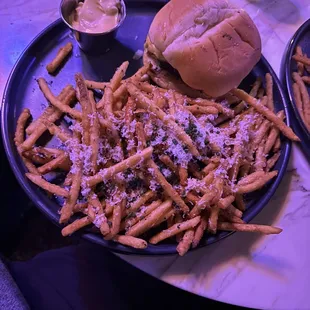 Burger and Truffle fries