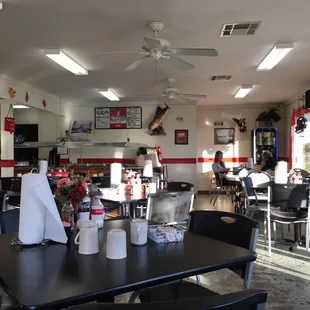 View of the large open dining room.
