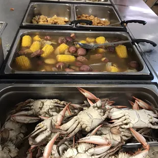 Friday night seafood buffet boiled crabs