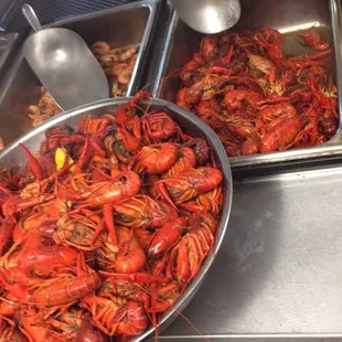 Friday night seafood buffet during crawfish season