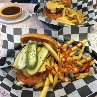 Bacon Cheeseburger and fries
