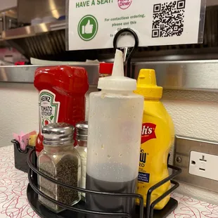 condiments and condiments on the counter