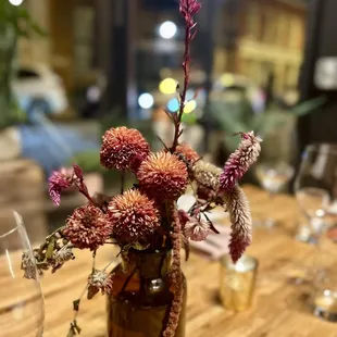 a vase of flowers on a table
