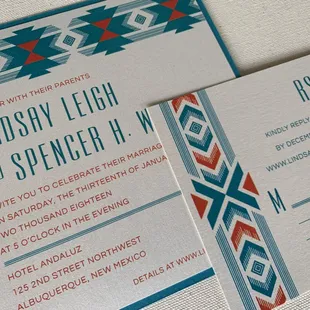 Custom Modern Southwest Wedding Invitations