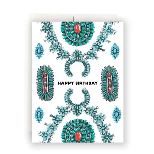 Southwest birthday card with turquoise squash blossom necklace