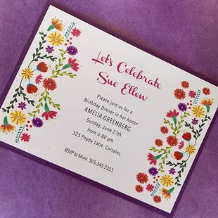 Custom Birthday Invitation with Mexican Flowers