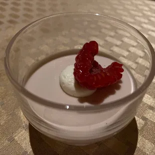 a dessert in a glass bowl