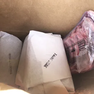 meat in a paper bag