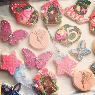 a variety of decorated cookies