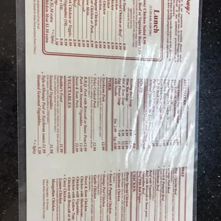 Front of Menu