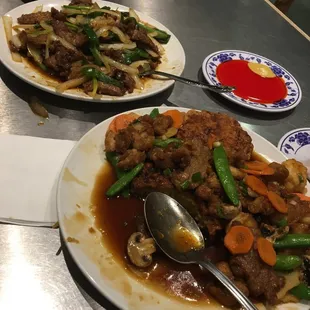 Egg foo young and Mongolian beef