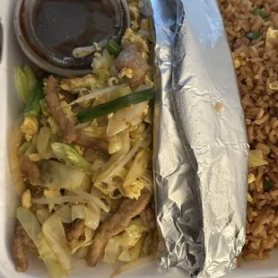 Moo shu pork w/fried rice-lunch special