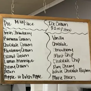 List of the pie and ice cream flavors