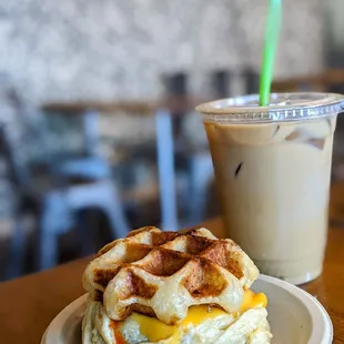 Chatty Patty sandwich + iced honey bee latte