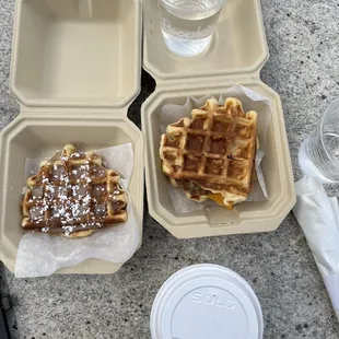 a waffle and a drink