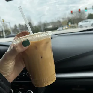 Iced almond milk latte