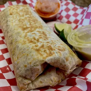 a burrito and a pickle