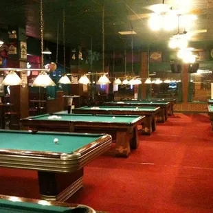 100 year old Brunswick pool tables.