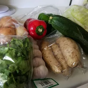 Got my week worth of meal prep veggies and herbs for $14