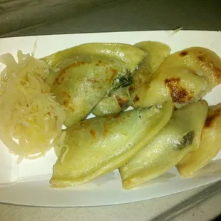 Left to right: spinach and artichoke, mushroom, potato and cheese