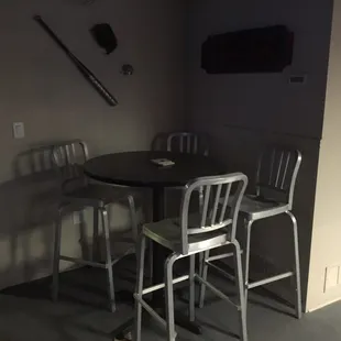 a table and chairs in a room