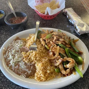 Chicken Fajitas, Rice, and Beans