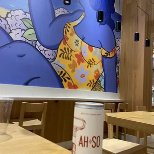 Inside and a can of wine from Spain