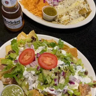 Super Nachos and Enchiladas Verdes
