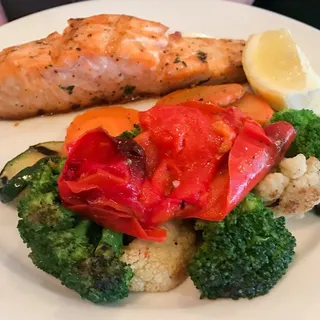 Grilled Salmon with Side of Roasted Vegetables