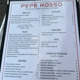 menu