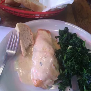 Salmon in Champagne Sauce with Roast Potato