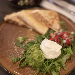 Chicken quesadillas, sour cream &amp; guacamole