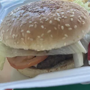 a hamburger and french fries