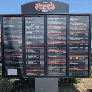 Menu as of October 2024