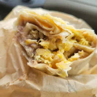 Bean and egg burrito not what I wanted.