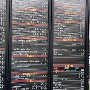 Drive thru Menu