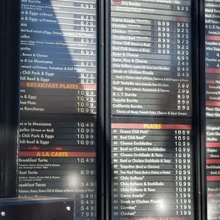 Drive thru menus